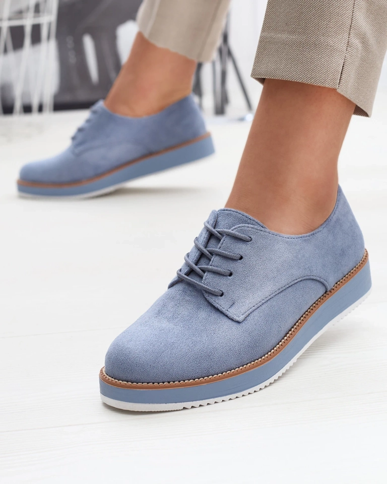 Синие женские полуботинки на шнуровке a'la oxfords Oksila - Обувь