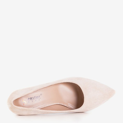 Smėlio spalvos moteriški bateliai ant aulo Simiela - Avalynė