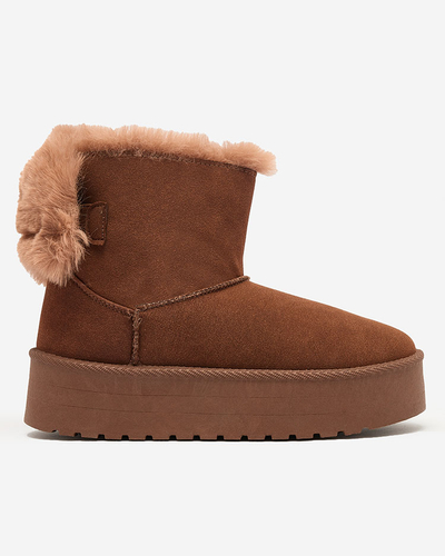 Royalfashion Женские сапоги a'la snow boots в коричневом цвете Goroggo