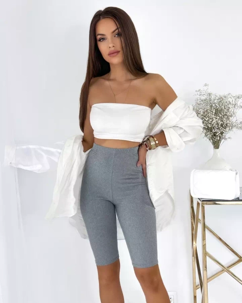 "Royalfashion" Pilkos spalvos briaunuotos moteriškos dviratininkų tamprės