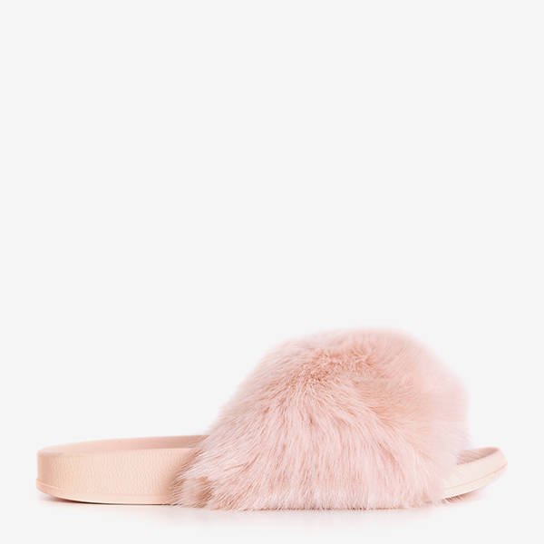 Шлепанцы из нонни пудрового меха для девочек - Обувь
