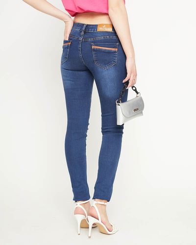 Moteriški tamsiai mėlyni siauri džinsai - Drabužiai