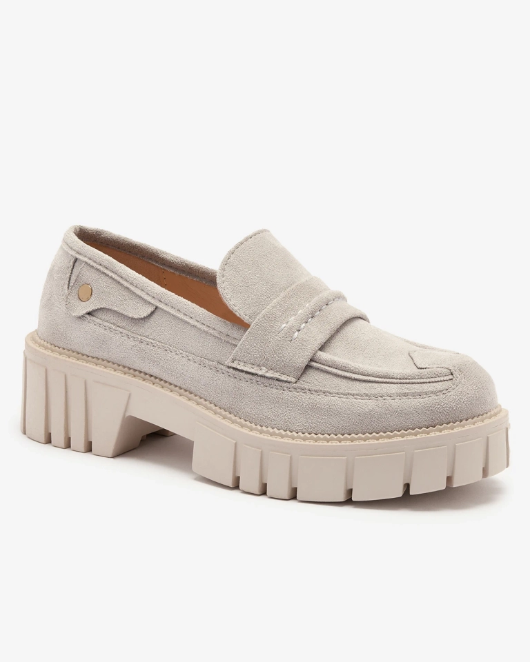 Мокасины из эко замши серого цвета для женщин Siherta- Footwear