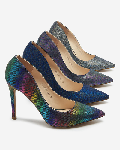 Графитовые голографические женские туфли на шпильке Soddo- Footwear