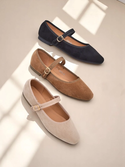 Royalfashion moteriški ekologinio zūdo baleto bateliai su dirželiu Ernie