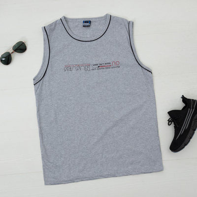 Vyriški pilki medvilniniai marškinėliai be rankovių-drabužiai