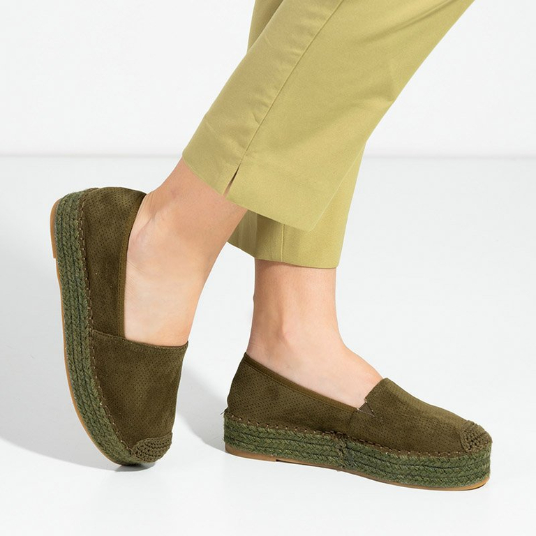Žalios moteriškos espadrilės ant „Alruna“ platformos - Avalynė