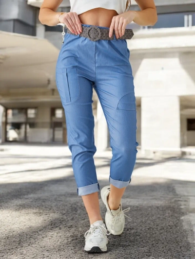 Royalfashion Moteriškos viskozinės kelnės su diržu