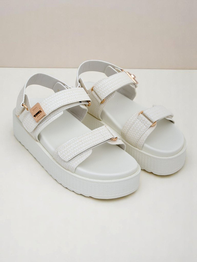 Royalfashion Kallisto – Białe sandały damskie na platformie, skóra ekologiczna