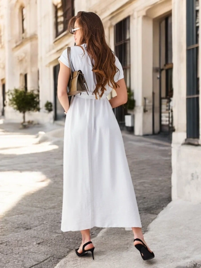 Midi-платье Royalfashion для женщин с обернутым вырезом, короткими рукавами и поясом