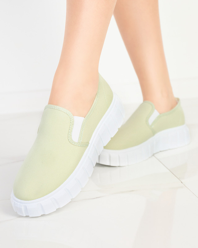 Žali moteriški užsegami batai ant storo Tenri pado - Avalynė