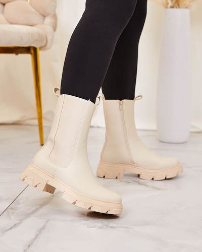 "Royalfashion" Moteriški aukštakulniai batai ecru spalvos Vedita