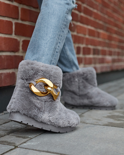 Серые женские сапоги-снежки с мехом Sattopa- Footwear