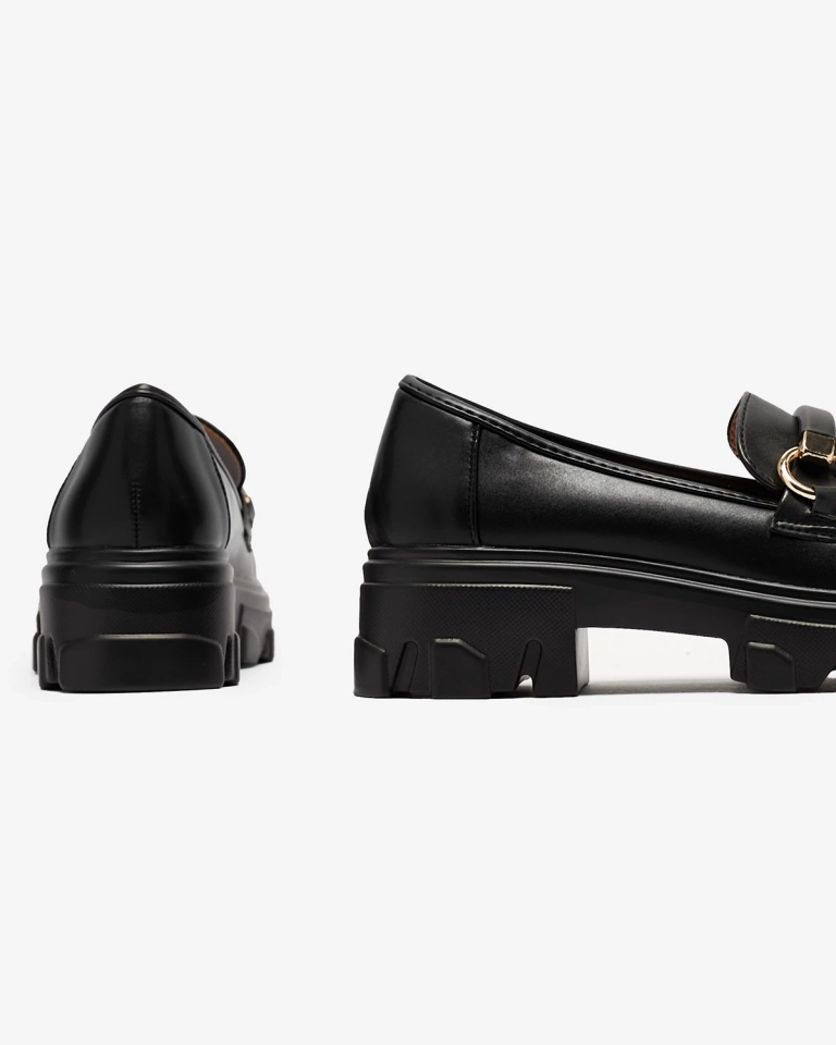 Juodi moteriški mokasinai masyviu padu Kelena - Avalynė