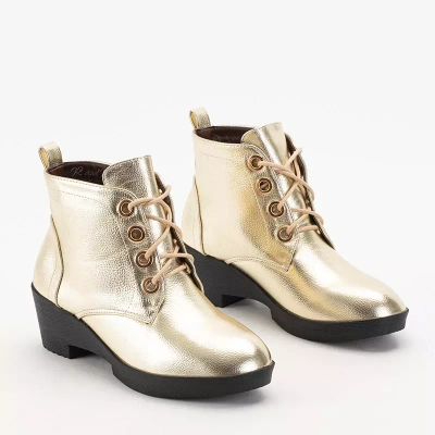 Женские ботильоны OUTLET Gold на шнуровке на плоской подошве Tivera - Обувь