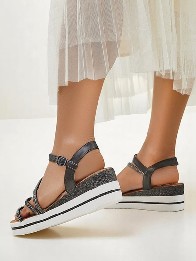 Royalfashion moteriški pleištiniai sandalai su cirkoniais Ballosa