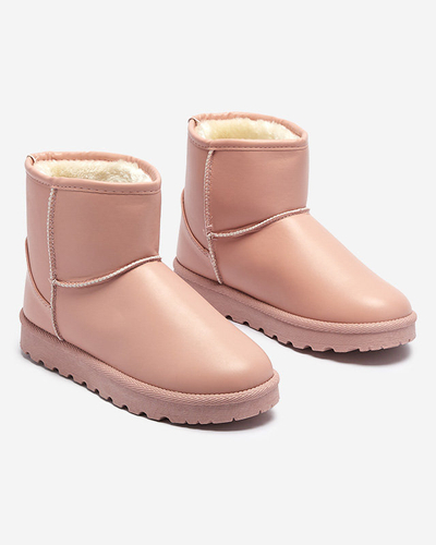 Женские утепленные снегоступы из экокожи розового цвета Defasca- Footwear