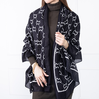 Женский шарф с рисунком черный - Аксессуары