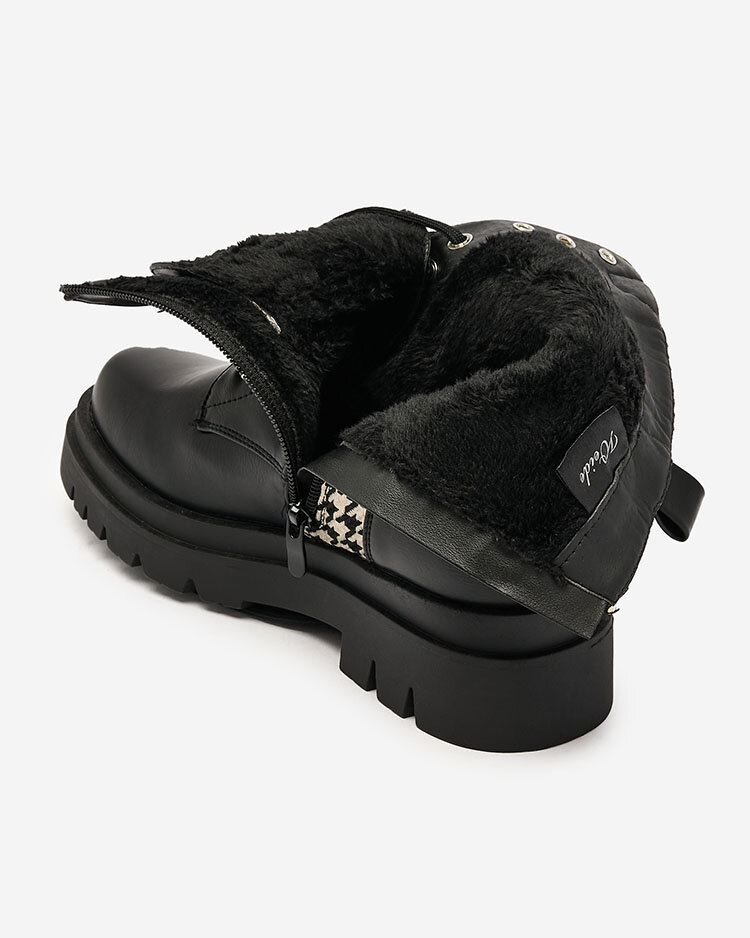 Royalfashion Juodi moteriški batai su "Zatafel pepite" įdėklu