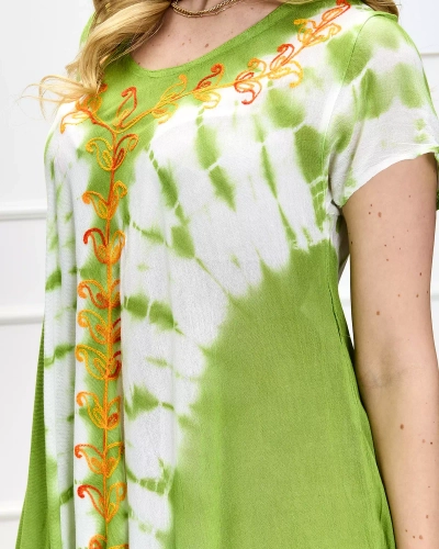 Žalios ir baltos spalvų moteriškas paplūdimio sijonas su piešiniu - Apranga