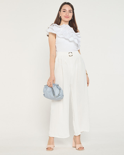Moteriškos baltos plačios palazzo kelnės - Drabužiai