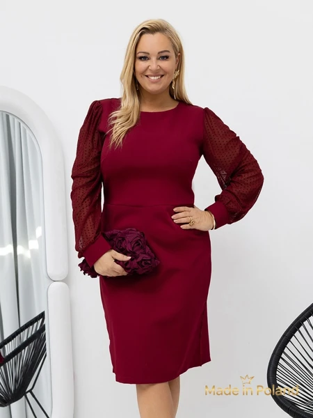 Elegantiška moteriška mini suknelė su tinklinėmis rankovėmis Evilla