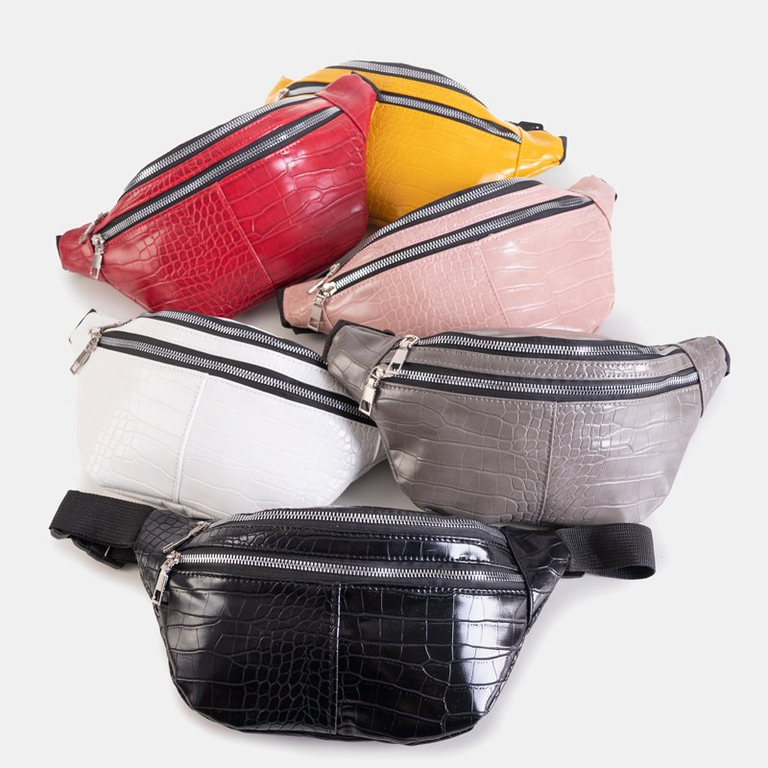 Moteriškas juodas inkstas su krokodilo motyvu - Rankinės