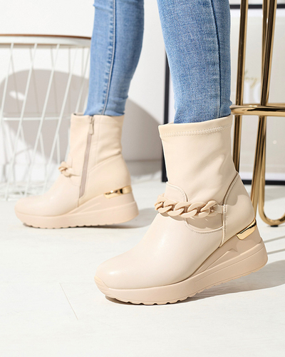 Бежевые женские сапоги на якоре с цепочкой Fefricca- Footwear