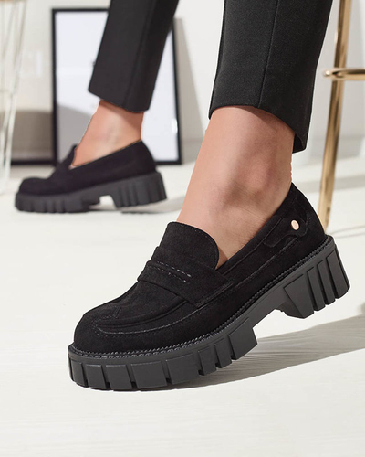 Мокасины из эко замши черного цвета для женщин Siherta- Footwear