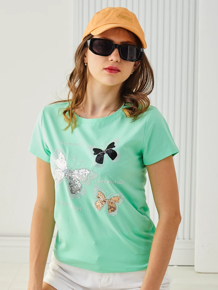 Royalfashion moterų medvilnės bluzonė su drugeliais