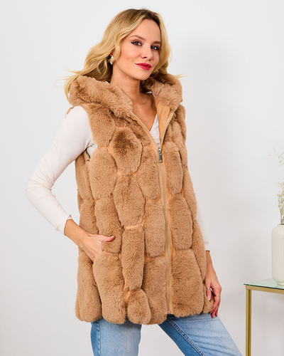 "Royalfashion" Moteriška dirbtinio kailio liemenė smėlio spalvos