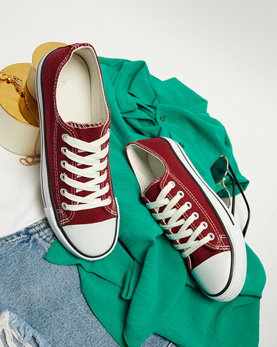 Bordowe trampki sznurowane Noenoes - Obuwie