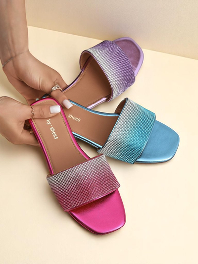 Royalfashion Женские шлепанцы с цирконами ShinyGlow