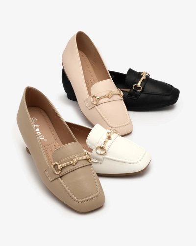 Royalfashion Черные женские мокасины с золотым украшением Olerika