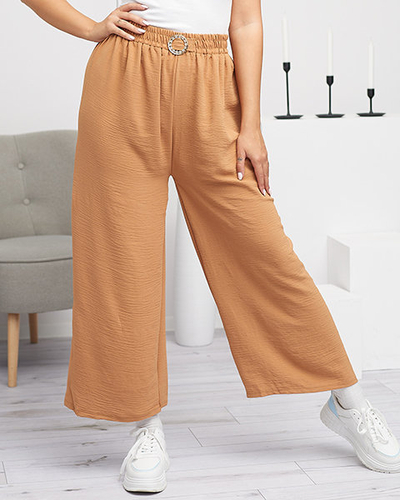 Moteriškos plačios palazzo kelnės su kupranugarių puošyba - Drabužiai