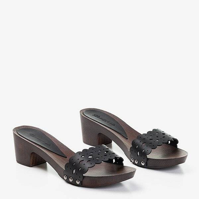 Черные женские тапочки на деревянной подошве