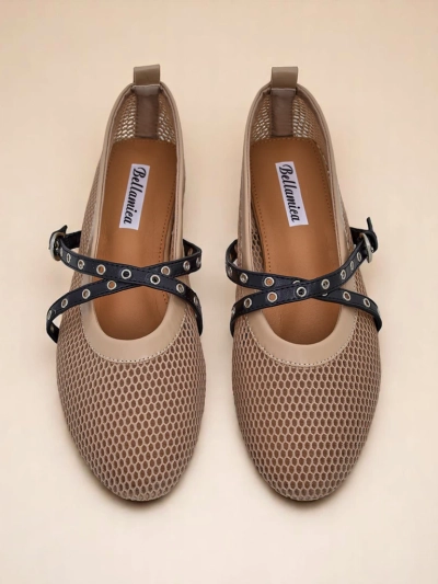 Baleriny Artemisia Marrone – ажурные туфли Royalfashion с ремешками