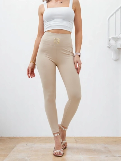 Royalfashion Женские спортивные высокие леггинсы с нашивкой