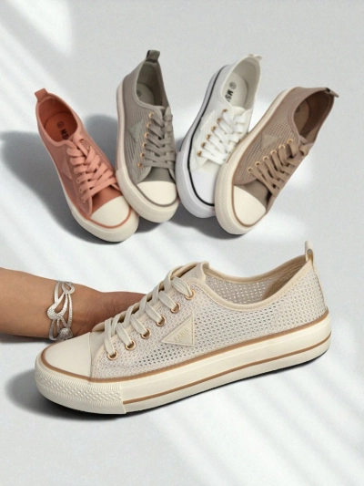 Aurelia Beige - damskie tenisówki na płaskiej podeszwie 3 cm