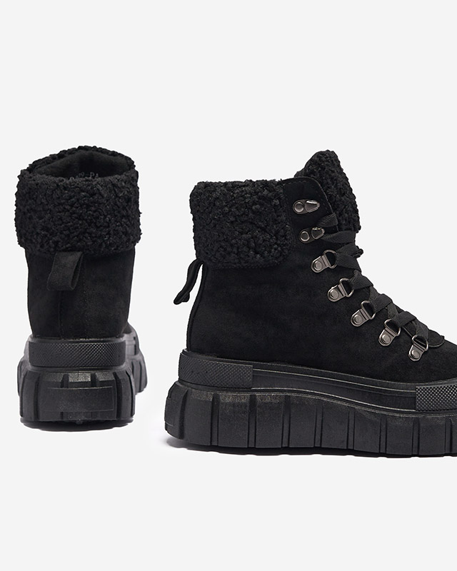 Moteriški Aulinukai Diana Juodi Odiniai Patogūs Žiemai