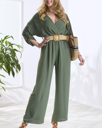 Tamsiai žalias ilgas moteriškas kombinezonas - Apranga