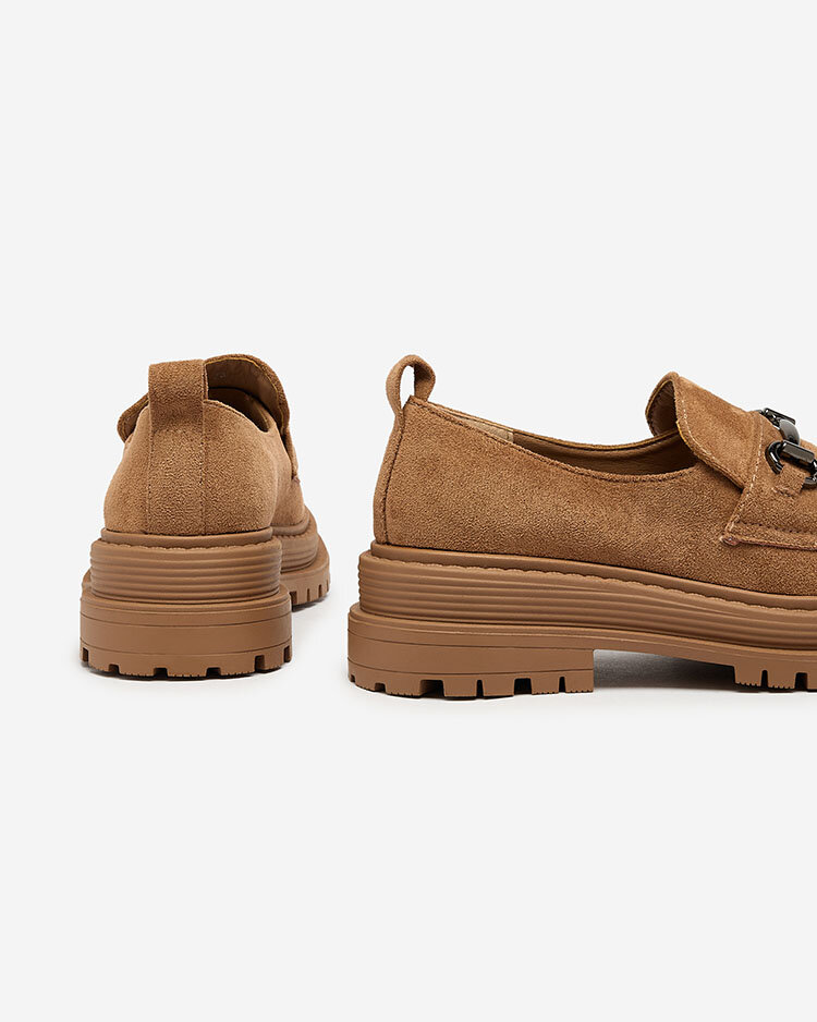 Royalfashion Женские мокасины из экозамши светло-коричневого цвета Metaqom