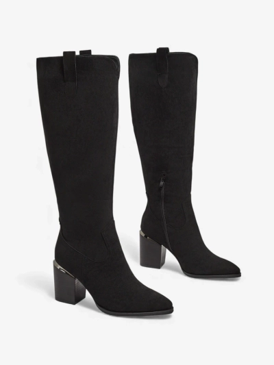 Женские сапоги из эко-замши на каблуке-столбике Ferrevi