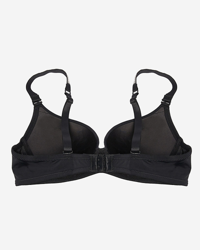Черный однотонный бюстгальтер с декорированными бретелями - Нижнее белье