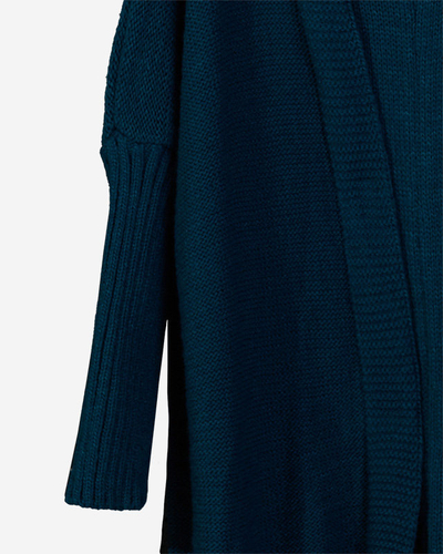 Turkio spalvos moteriškas ilgas megztinis su gobtuvu - Drabužiai