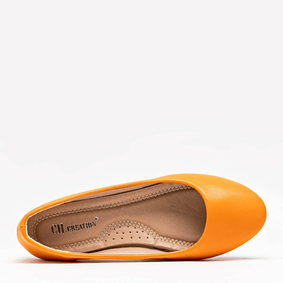 OUTLET Oranžinės eko odos balerinos Falo - Batai