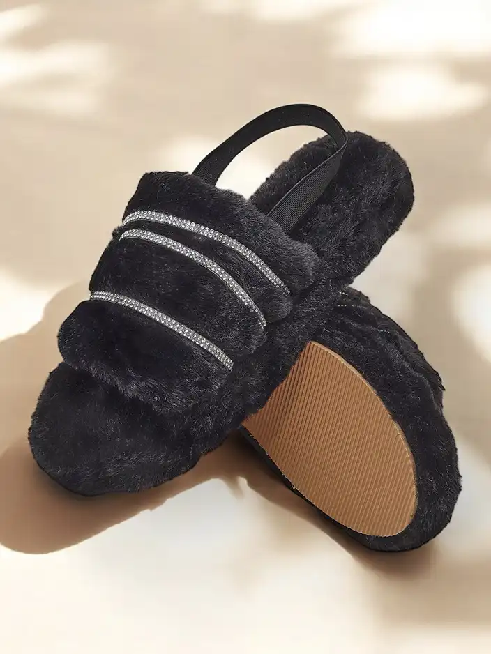 Женские меховые башмачки Royalfashion с стразами Ferrems