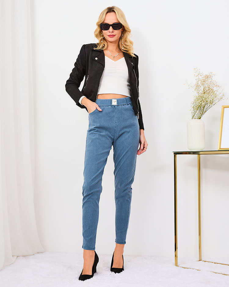 Royalfashion Темно-синие женские брюки-теггинсы