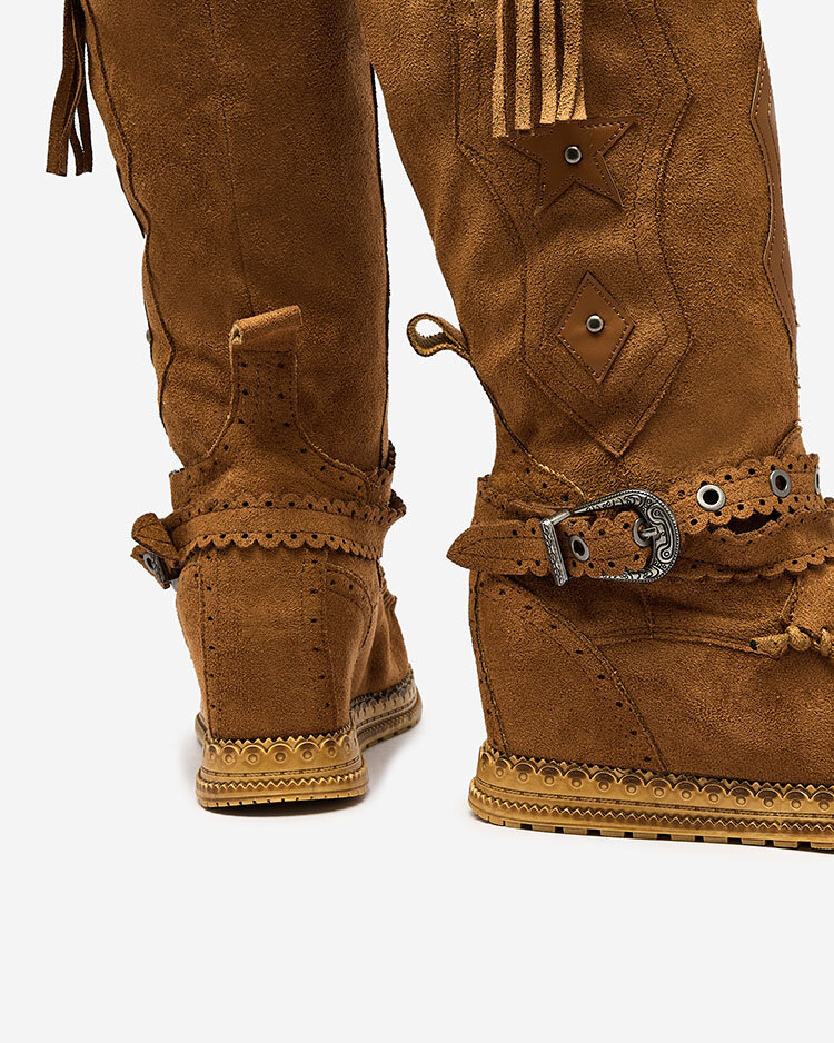 Royalfashion Коричневые женские сапоги со скрытым якорем Figgers