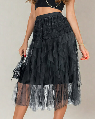 "Royalfashion" Moteriškas dvisluoksnis midi sijonas